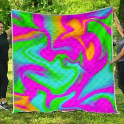 Holographic Neon Liquid Trippy Cl17100346Mdq Quilt Blanket and Home Decor