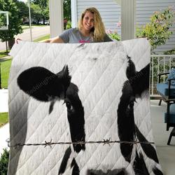 Holstein Cow Quilt Blanket Great Customized Blanket Gifts For Birthday Christmas Thanksgiving and Home Decor