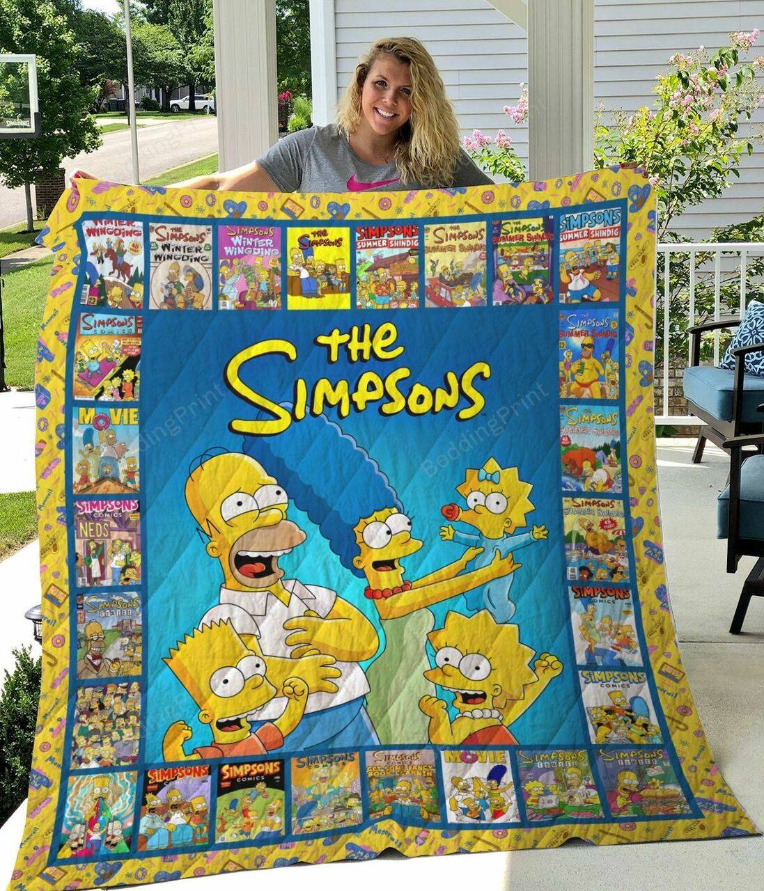 Homer Simpson The Simpsons Family Quilt Blanket For Birthday Christmas and Home Decor