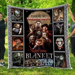 Horror Movie Watching Blanket,Scary Movies Face, Chucky Quilt Blanket Gift Idea and Home Decor