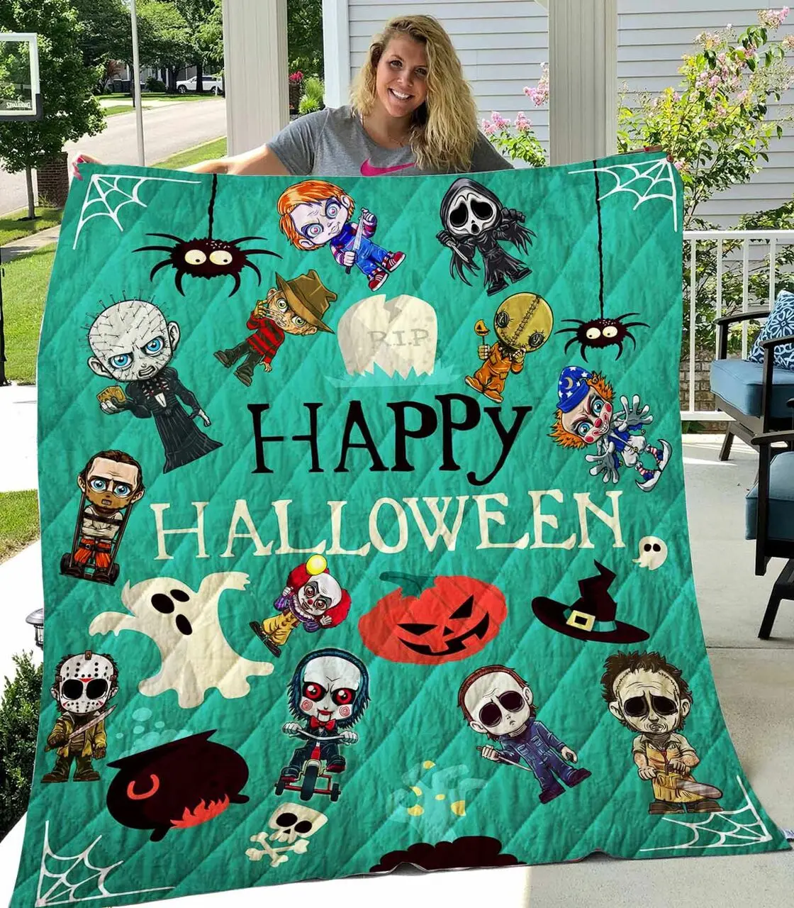 Horror Movies Happy Halloween Quilt-Blanket and Home Decor