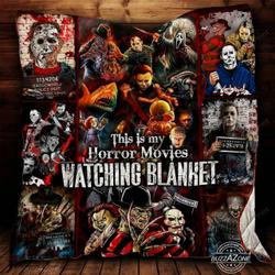 Horror Movies Watching Quilt Blanket All Season Plus Size Quilt Blanket and Home Decor