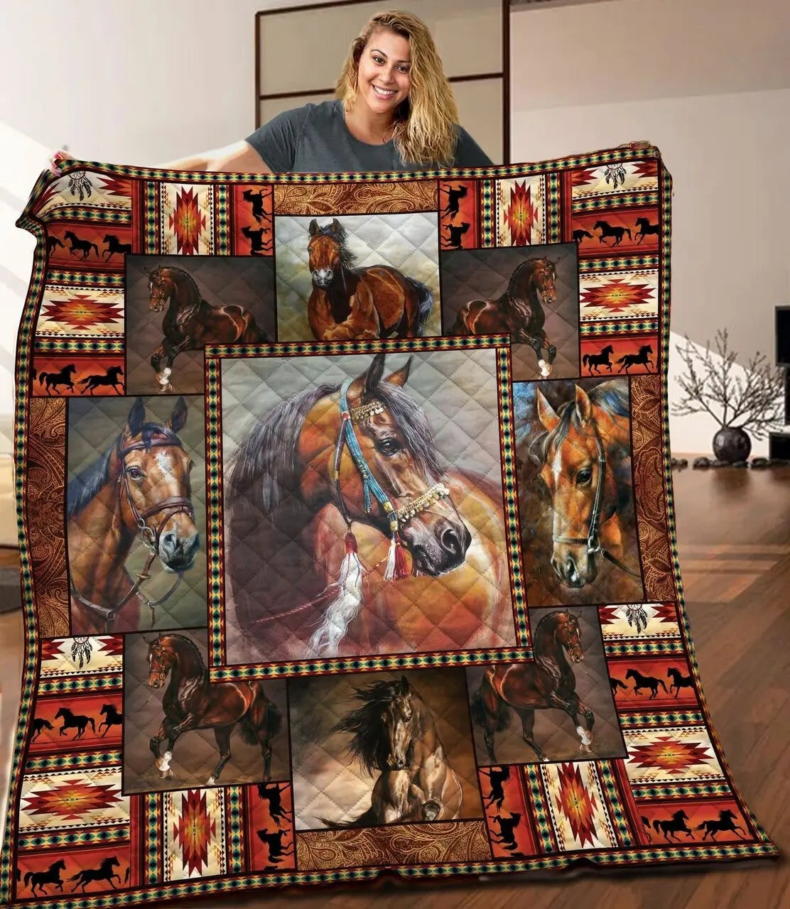 Horse Animal 3D Customized Quilt Da TUH24260 PLEN2407 and Home Decor