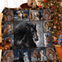 Horse Happy Life LH81 3D Customized Quilt and Home Decor