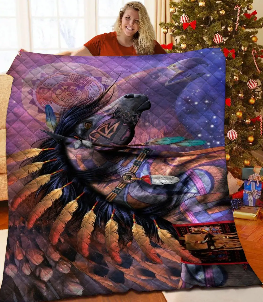 Horse Native Quilt Qqt and Home Decor