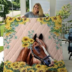 Horse Sunflower Quilt and Home Decor