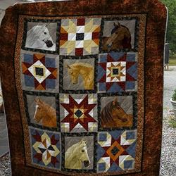 Horse With Native American Pattern Quilt Blanket Great Customized Gifts For Birthday Christmas Thanksgiving Perfect Gifts For Horse Lover and Home Decor
