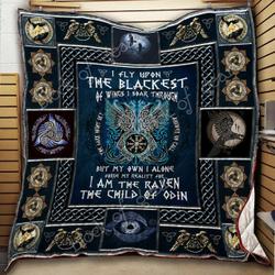 Huginn And Muninn Odin’S Ravens Quilt Blanket Great Customized Blanket Gifts For Birthday Christmas Thanksgiving and Home Decor