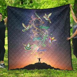Hummingbird Believe Faith Hope Love Quilt Blanket Great Customized Blanket Gifts For Birthday Christmas Thanksgiving and Home Decor