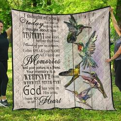 Hummingbird God Has You In His Arms I Have You In My Heart Quilt Blanket Great Customized Blanket Gifts For Birthday Christmas Thanksgiving and Home Decor