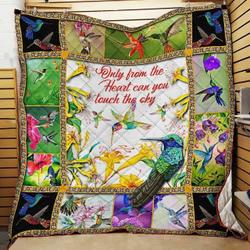 Hummingbird Only From The Heart Can You Touch The Sky Quilt Blanket Great Customized Blanket Gifts For Birthday Christmas Thanksgiving and Home Decor