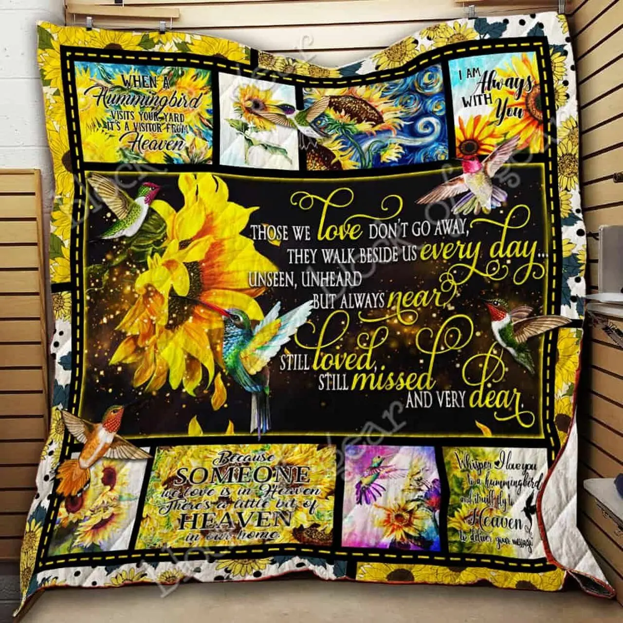 Hummingbird Sunflower Cl22100268Mdq Quilt Blanket and Home Decor