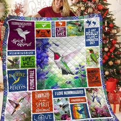 Hummingbirds Are My Spirit Animal Quilt Blanket Great Customized Blanket Gifts For Birthday Christmas Thanksgiving and Home Decor