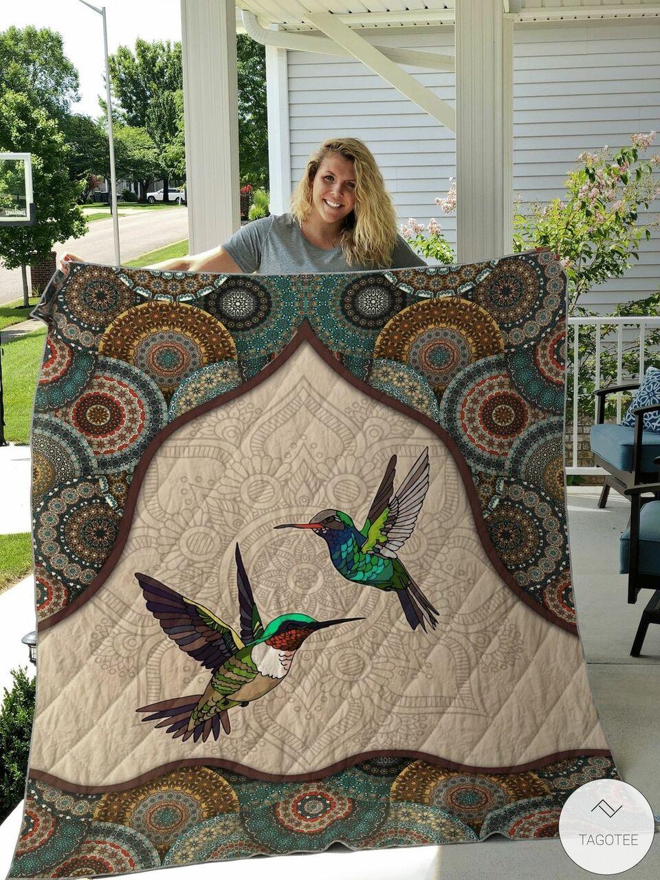 Hummingbirds Mandala Quilt and Home Decor
