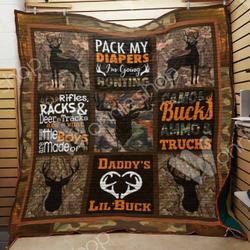 Hunting And Truck Daddy Pack My Diapers Quilt Blanket Great Customized Gifts For Birthday Christmas Thanksgiving FatherS Day Perfect Gifts For Hunting Lover and Home Decor