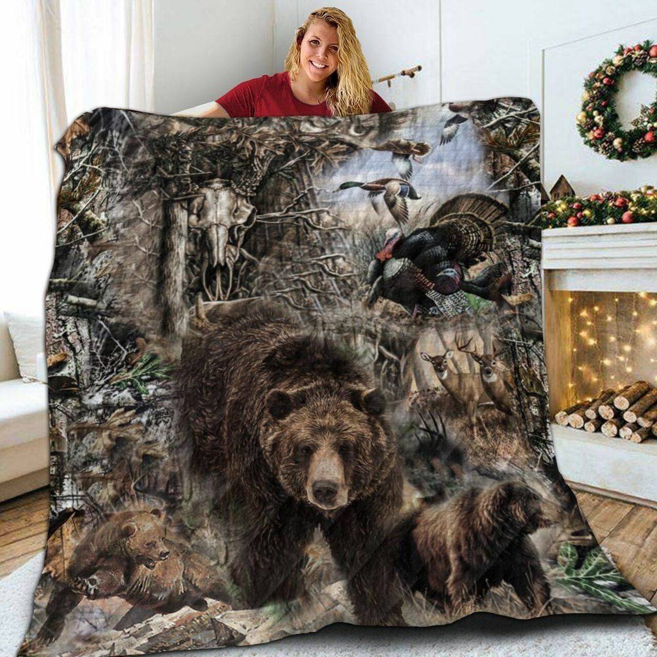 Hunting Bear D 3D Customized Quilt and Home Decor