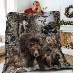 Hunting Bear D 3D Customized Quilt and Home Decor