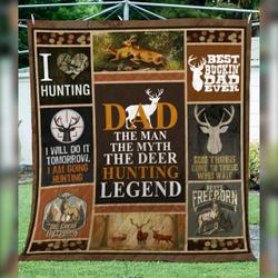Hunting Dad The Mam The Myth The Deer Hunting Legend Quilt Blanket Great Customized Gifts For Birthday Christmas Thanksgiving FatherS Day and Home Decor