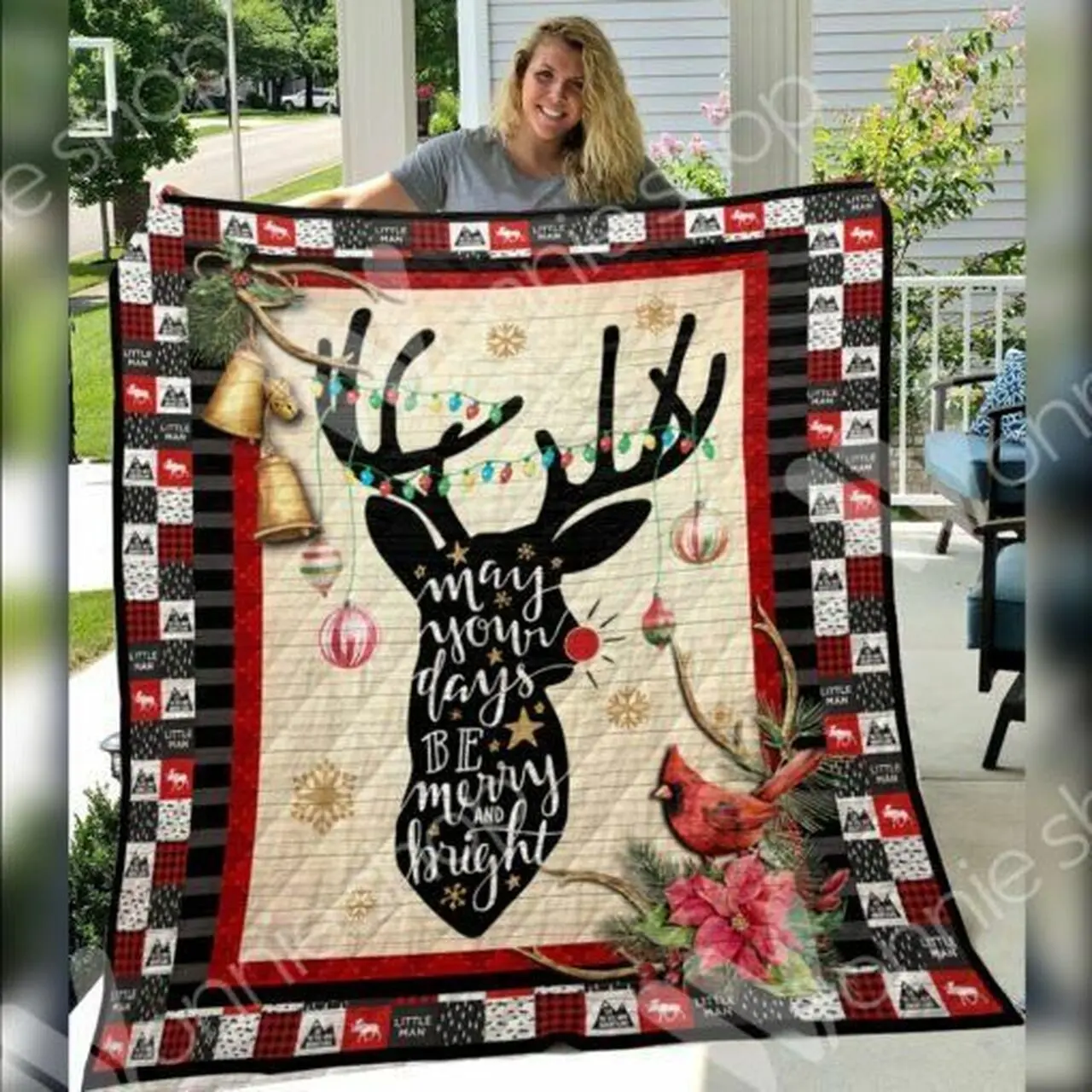 Hunting Deer V1 Merry Chrismas Hunting 3D Customized Quilt and Home Decor