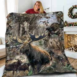 Hunting Moose N 3D Customized Quilt and Home Decor