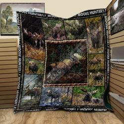 Hunting Moose V1 T 3D Customized Quilt and Home Decor