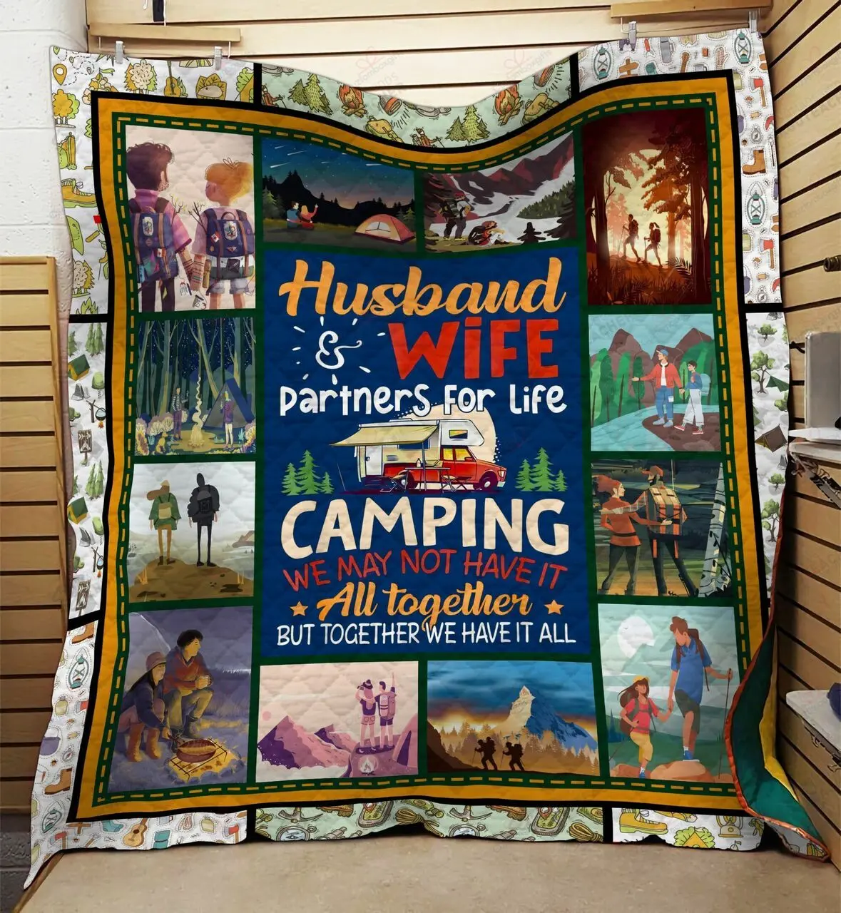 Husband And Wife Camping We May Not Have It All Together But Together We Have It All Quilt Blanket Great Customized Blanket Gifts For Birthday Christmas Thanksgiving and Home Decor
