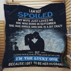 Husband And Wife My Wife Just Loves Me Quilt Blanket Great Customized Gifts For Birthday Christmas Thanksgiving Wedding ValentineS Day and Home Decor
