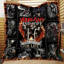Husband And Wife Riding Partners For Life Quilt Nia and Home Decor