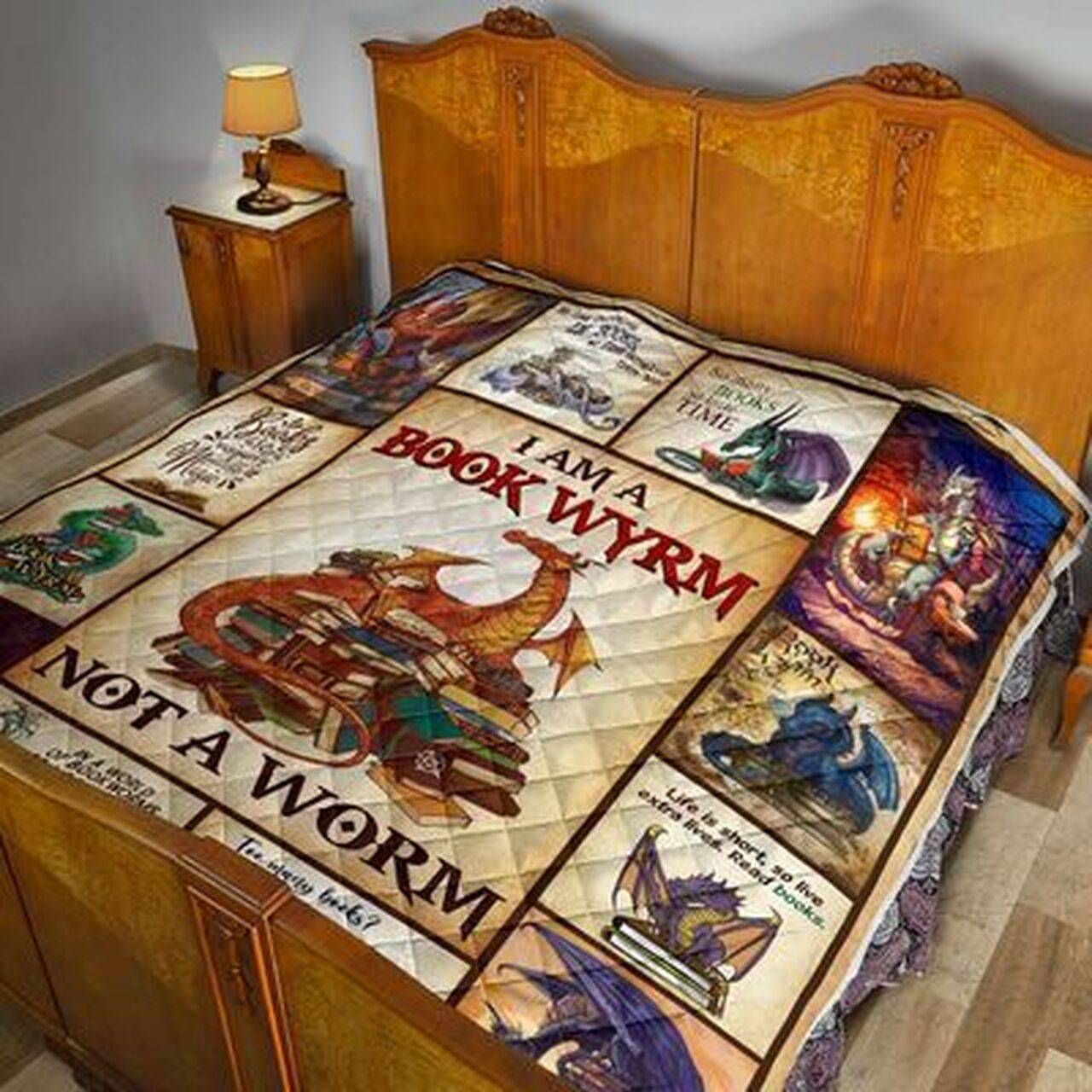 I Am A Book Wyrm Not A Worm 3D Customized Quilt and Home Decor
