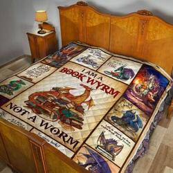 I Am A Book Wyrm Not A Worm 3D Customized Quilt and Home Decor