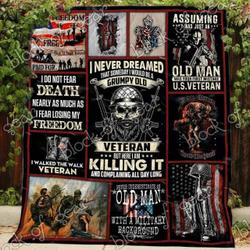 I Am A Grumpy Old Veteran Blanket Kc1707 Quilt and Home Decor