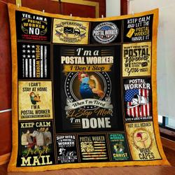 I Am A Postal Worker Not All Heros Wear Capes Quilt Kl307 Nabe0408 and Home Decor