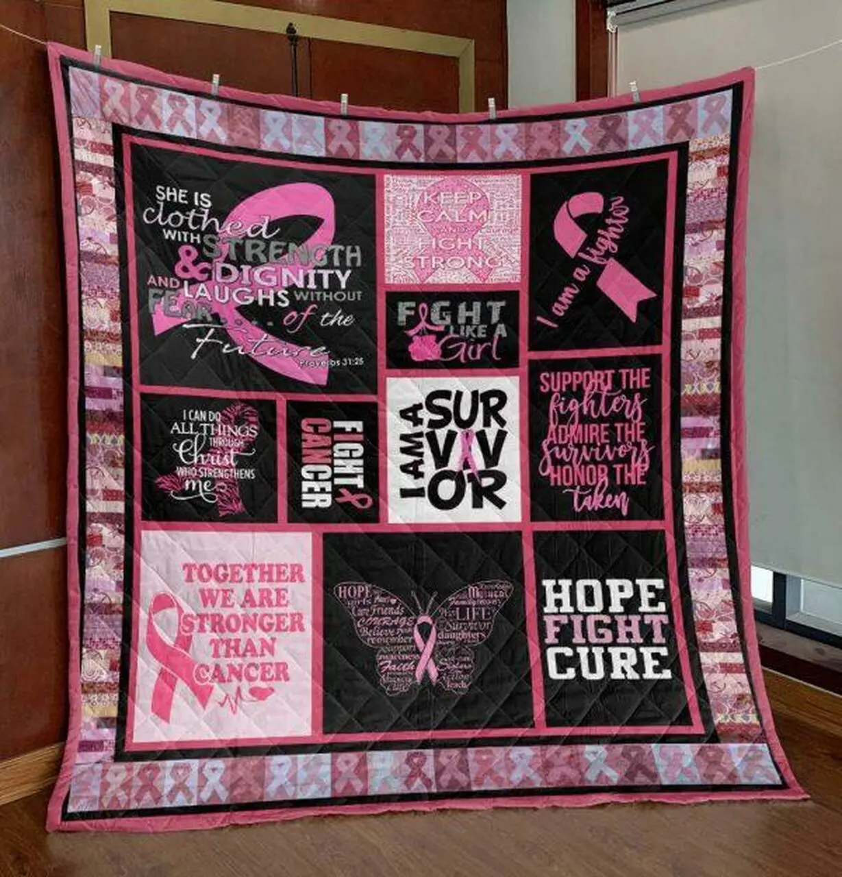 I Am A Survivor Quilt Blanket No96 Quilt and Home Decor