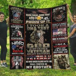I Am A Veteran Like My Father Before Me Quilt Blanket Great Customized Blanket Gifts For Birthday Christmas Thanksgiving and Home Decor