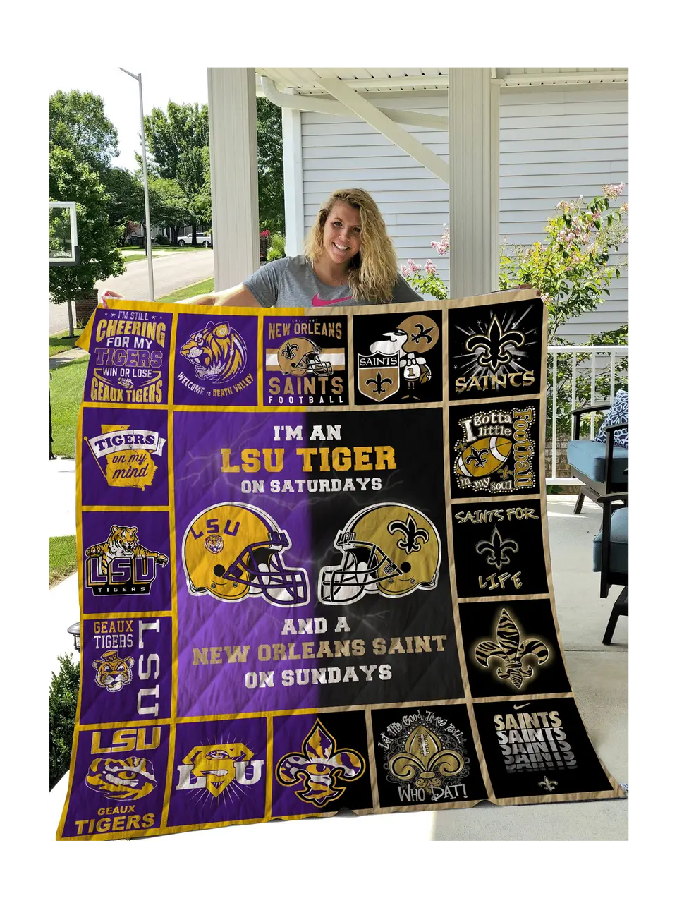 I Am An Lsu Tigers Fan And A New Orleans Saints Fan Quilt Blanket Bs1081 and Home Decor