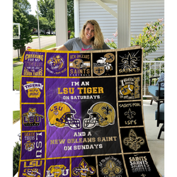 I Am An Lsu Tigers Fan And A New Orleans Saints Fan Quilt Blanket Bs1081 and Home Decor