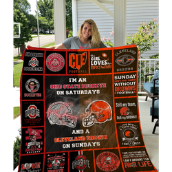 I Am An Ohio State Buckeyes Fan And A Cleveland Browns Fan Quilt Blanket Bs1080 and Home Decor