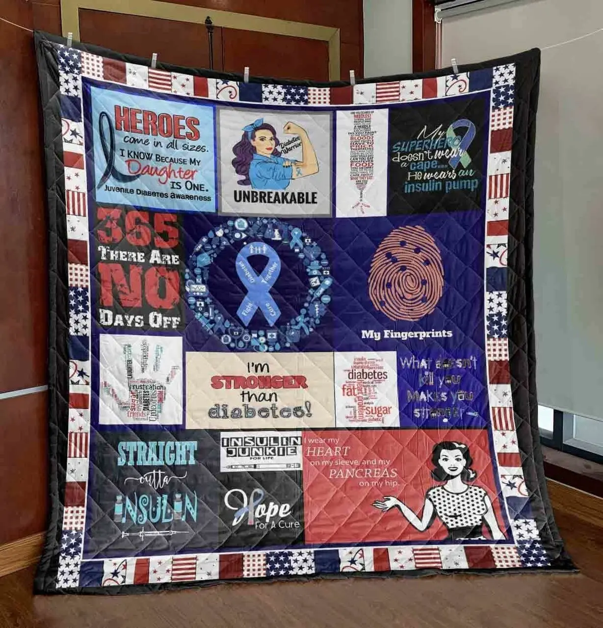 I Am Stronger Than Diabetes Hur Quilt af and Home Decor