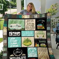 I Am Thankful For Camping Quilt Blanket Great Customized Blanket Gifts For Birthday Christmas Thanksgiving and Home Decor