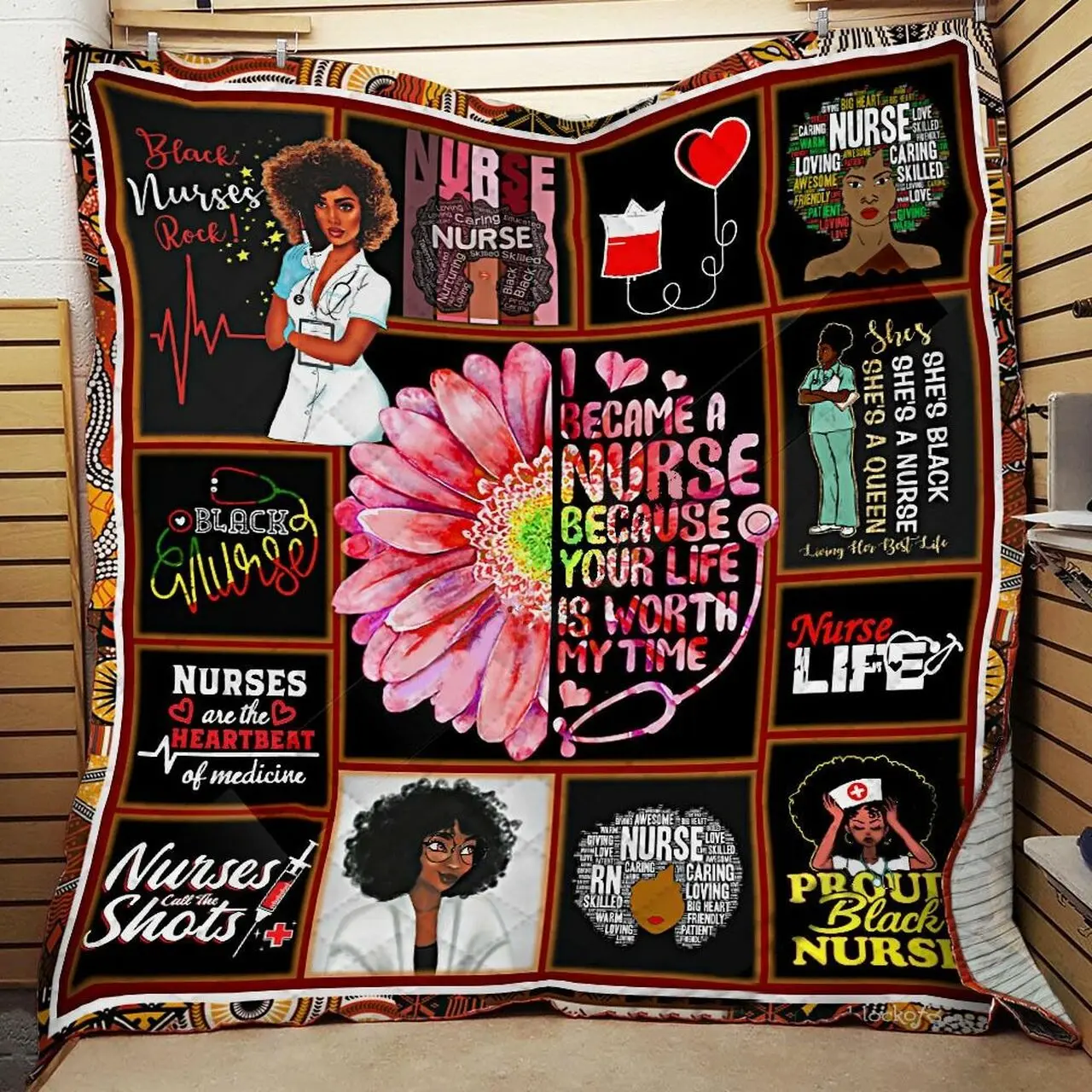 I Became A Nurse Because Your Life Is Worth My Time Quilt Blanket Great Customized Blanket Gifts For Birthday Christmas Thanksgiving and Home Decor