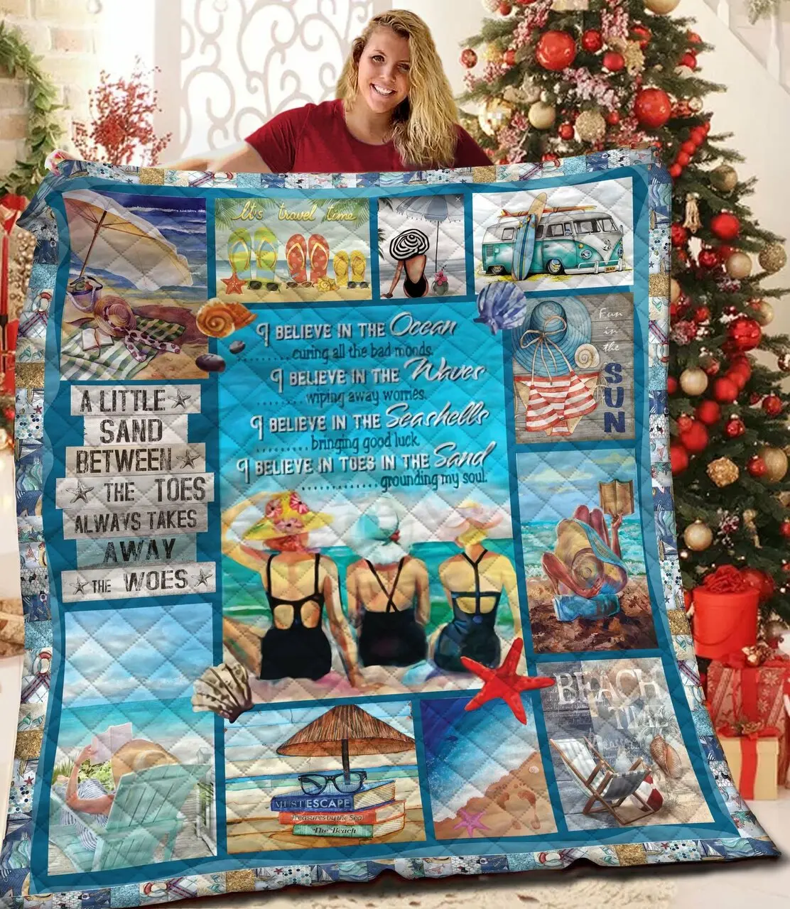 I Believe In The Ocean Quilt Mue and Home Decor