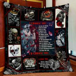 I Choose You Skull Love Quilt Blanket and Home Decor