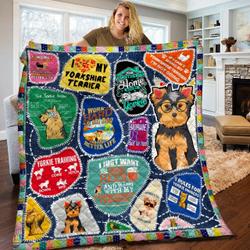 I Just Want To Drink Beer And Hang With My Yorkshire Terrier Quilt Blanket Great Customized Blanket Gifts For Birthday Christmas Thanksgiving and Home Decor