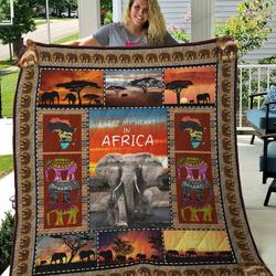 I Left My Heart In Africa Elephant Quilt Blanket Great Customized Gifts For Birthday Christmas Thanksgiving Perfect Gifts For African Culture Lover and Home Decor