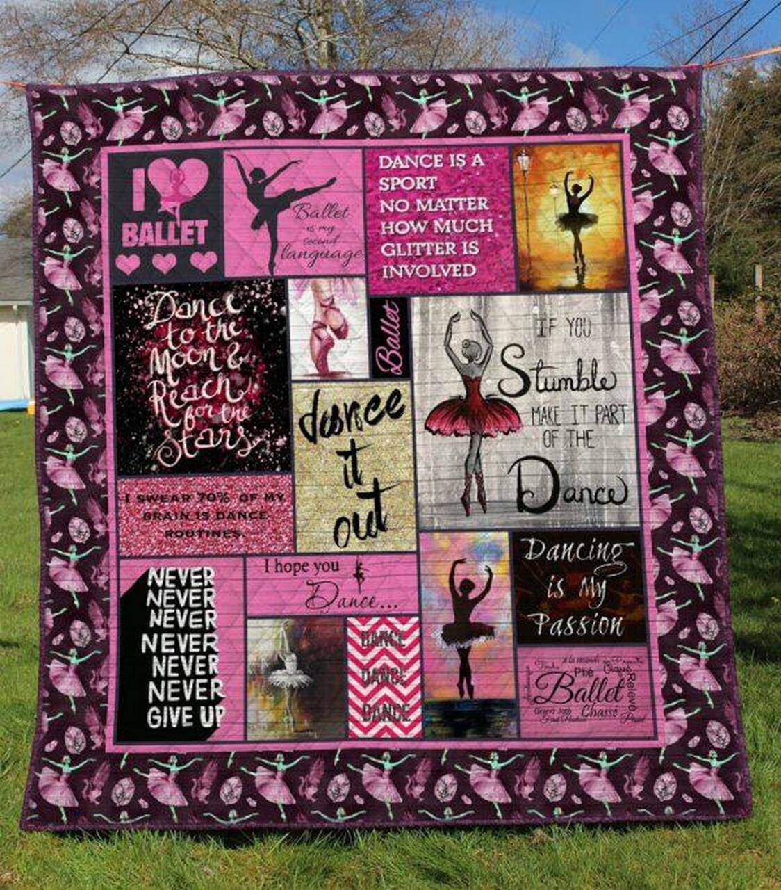 I Love Ballet Quilt Blanket Quilt and Home Decor