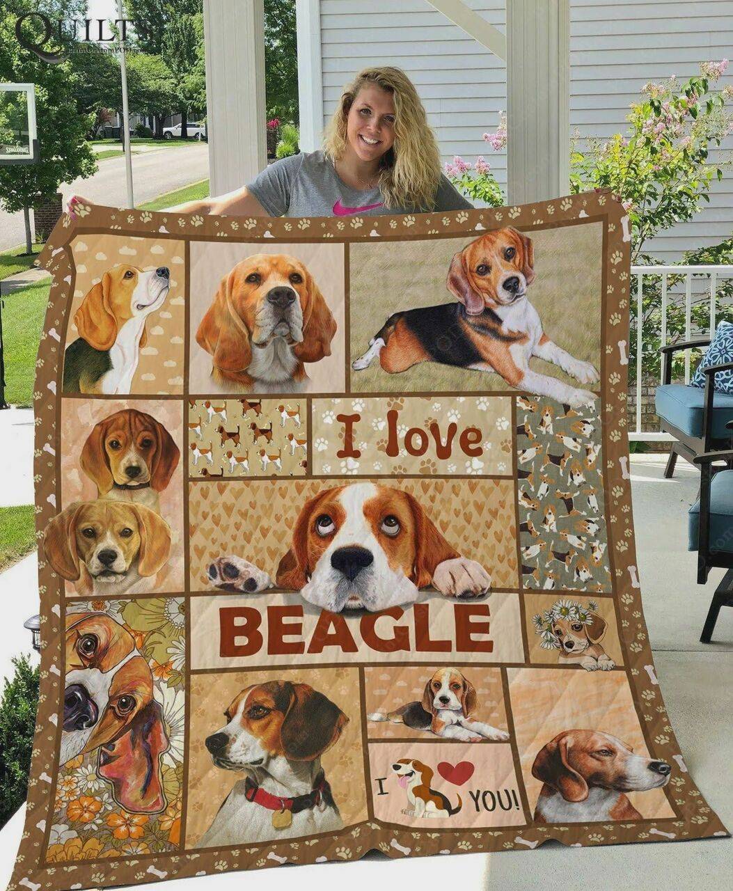 I Love Beagle Quilt Blanket Great Customized Blanket Gifts For Birthday Christmas Thanksgiving and Home Decor
