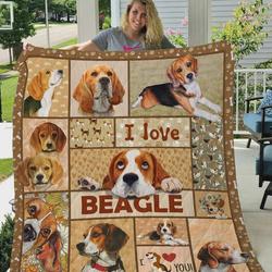 I Love Beagle Quilt Blanket Great Customized Blanket Gifts For Birthday Christmas Thanksgiving and Home Decor
