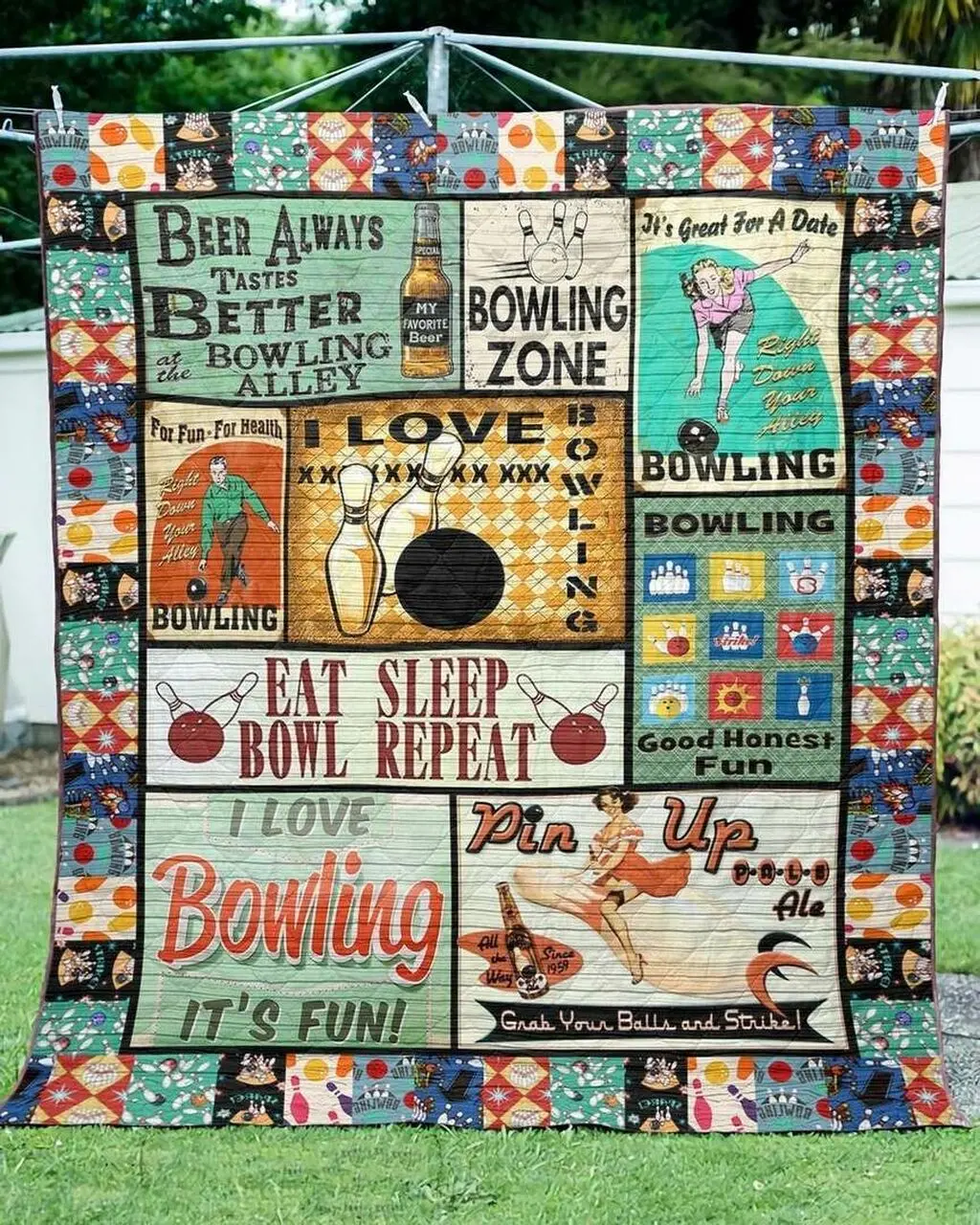 I Love Bowling Clt250632 Quilt Blanket and Home Decor