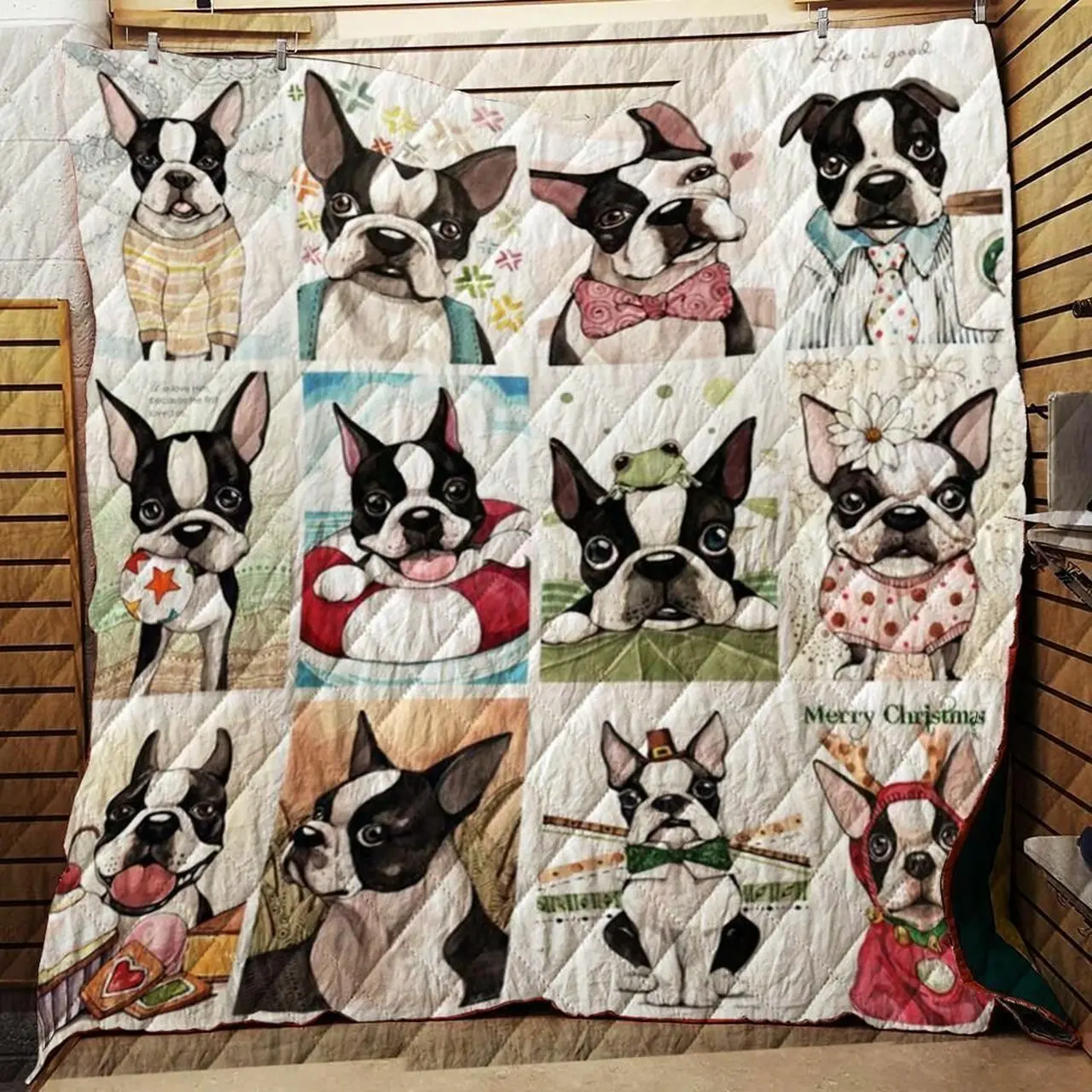 I Love French Bull Quilt Blanket and Home Decor