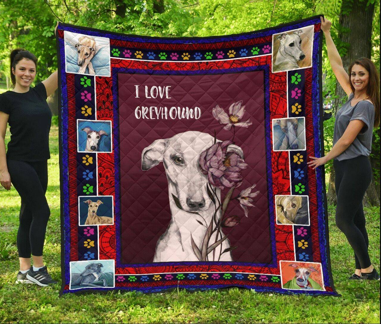 I Love Greyhound Quilt Blanket Great Customized Blanket Gifts For Birthday Christmas Thanksgiving and Home Decor